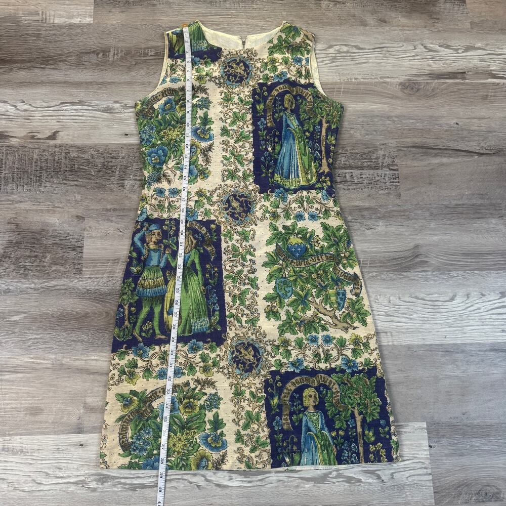Vintage Cream, Blue & Green Printed Midi Dress - Picture 8 of 8